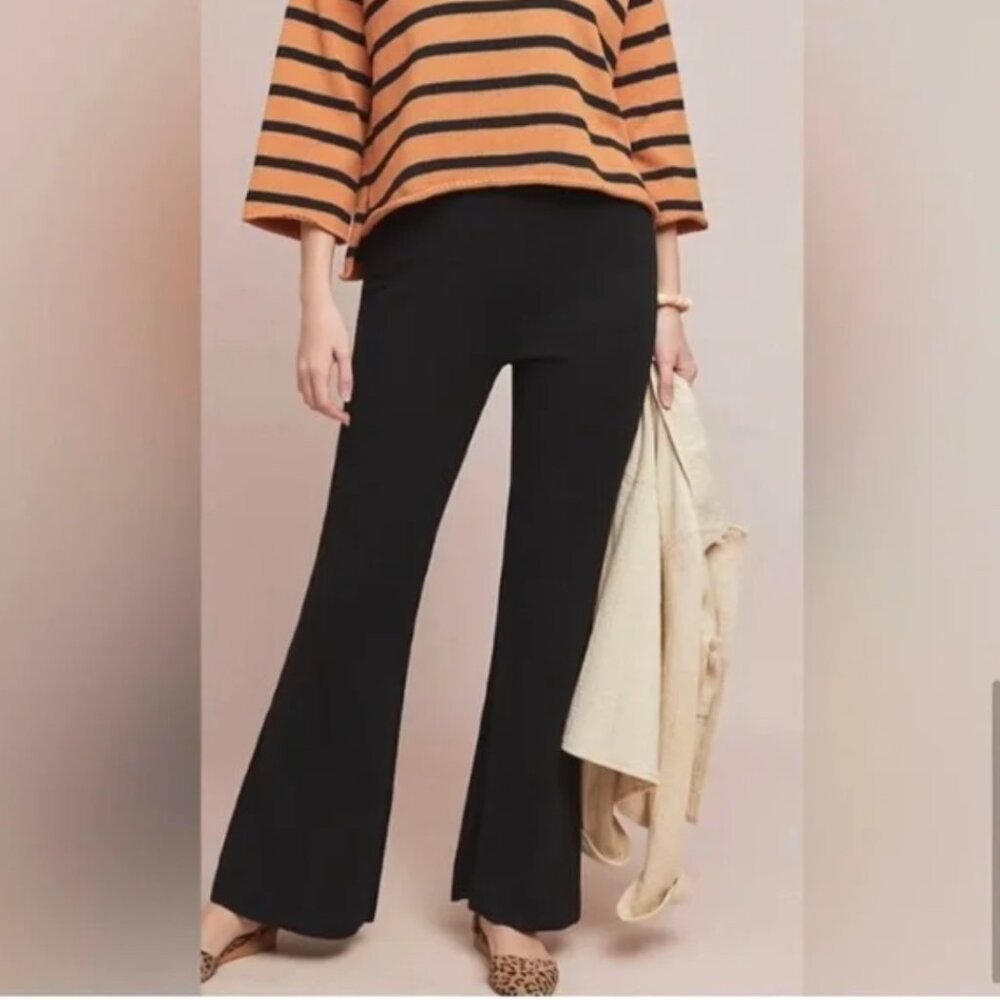 Anthropologie Knit Flare Black Pants